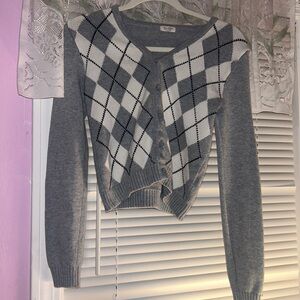 Brandy Melville grey and white plaid cardigan NEW